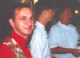 Auberge de la Madone's head waiter, Roget, with two kitchen staff